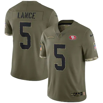 mens nike trey lance olive san francisco 49ers 2022 salute 